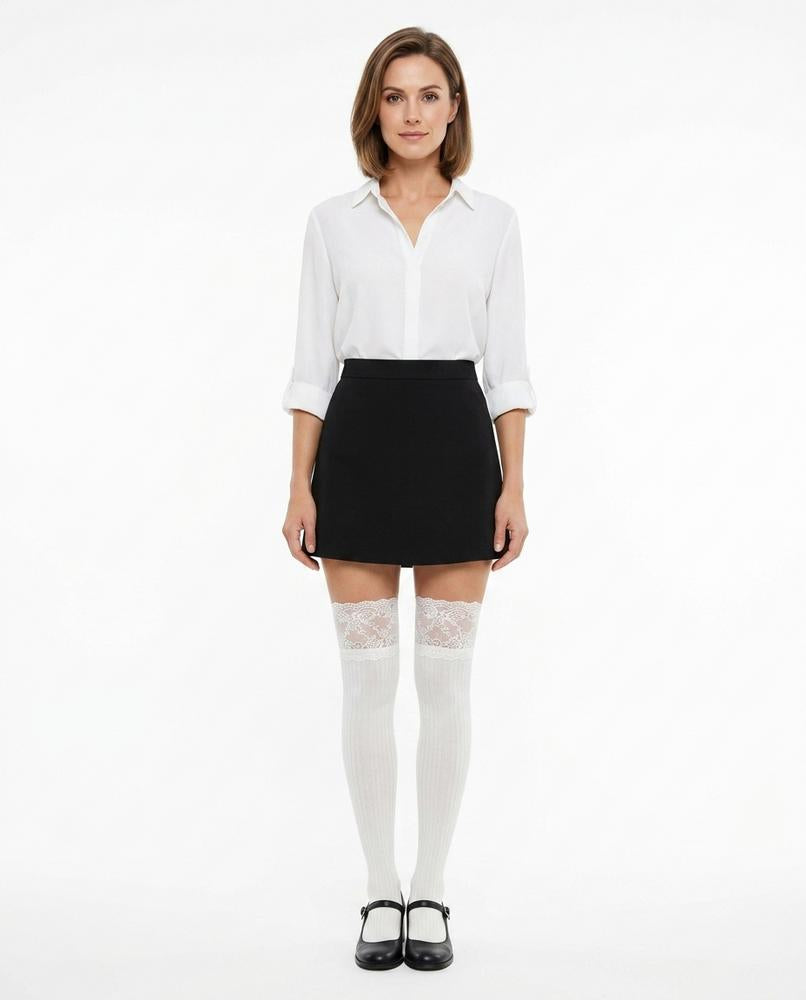 Nord Wear - Eunan | Ribbed Lace-Trimmed Stockings Women
