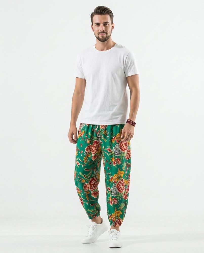 Nord Wear - Kizos | Floral Cotton-Linen Pants Unisex