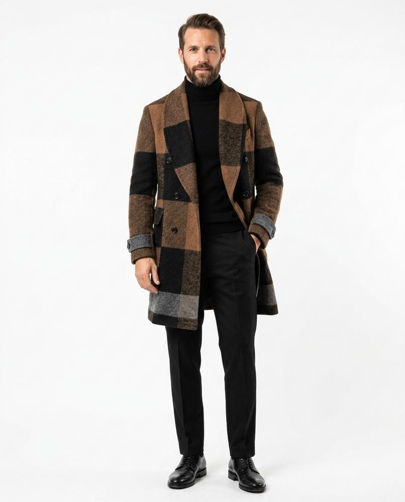 Nord Wear - Zaduv | Double-Breasted Checked Coat Men