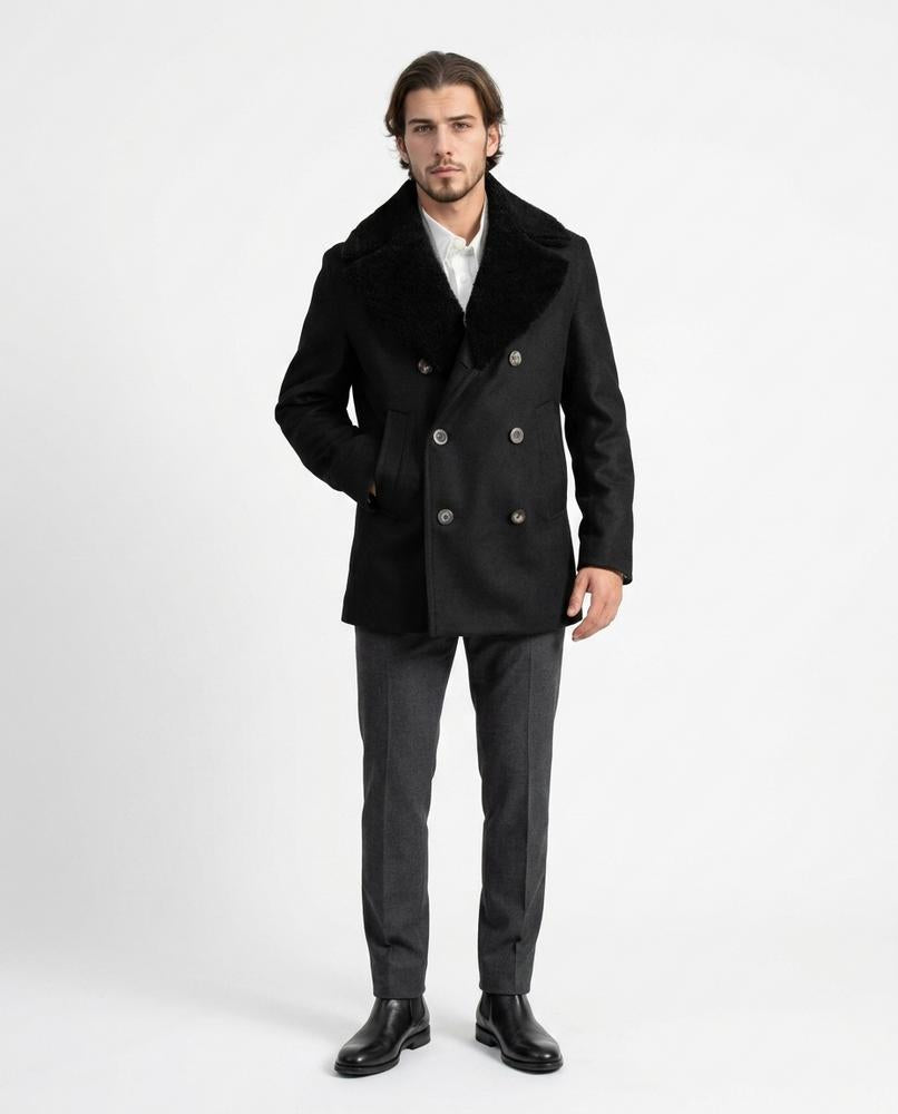 Nord Wear - Kelul | Double-Breasted Shearling Collar Coat Men