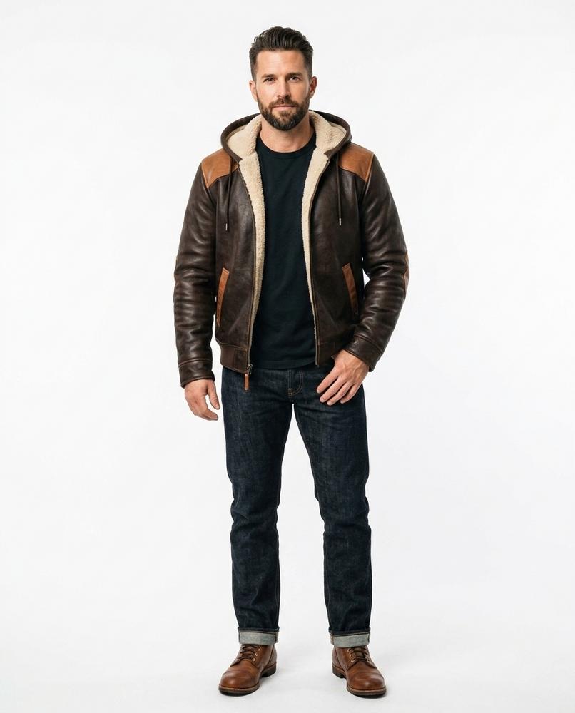 Nord Wear - Zegav | Lined Hooded Leather Jacket Men