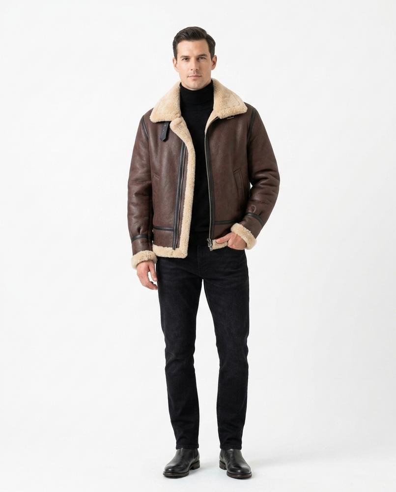 Nord Wear - Rugiv | Shearling-Lined Asymmetrical Leather Jacket Men