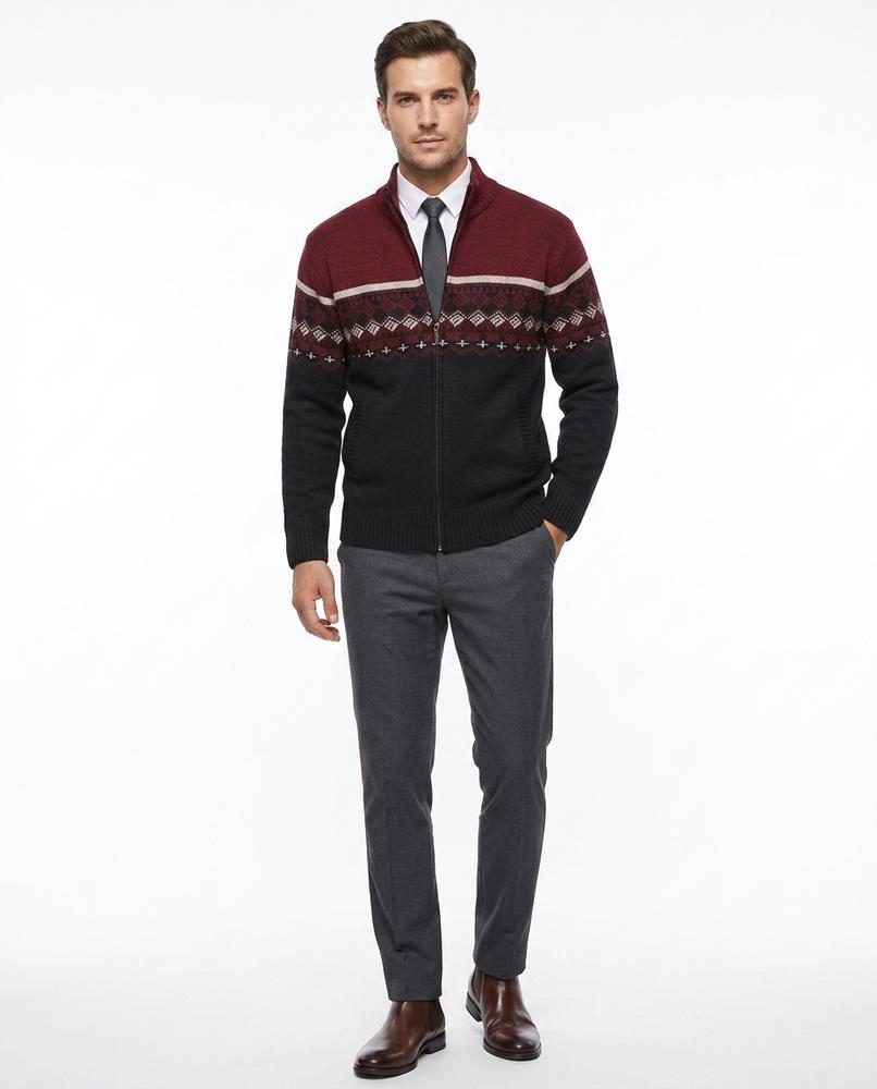 Nord Wear - Cibud | Zip-Up Patterned Knit Cardigan Men