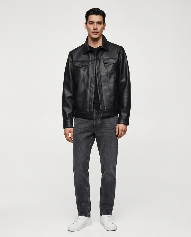 Nord Wear - Aawos | Faux-Leather Button-Front Leather Jacket Men