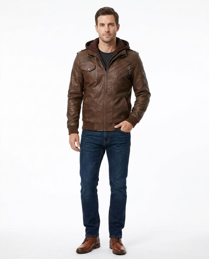 Nord Wear - Nogal | Hooded Faux Leather Jacket Men