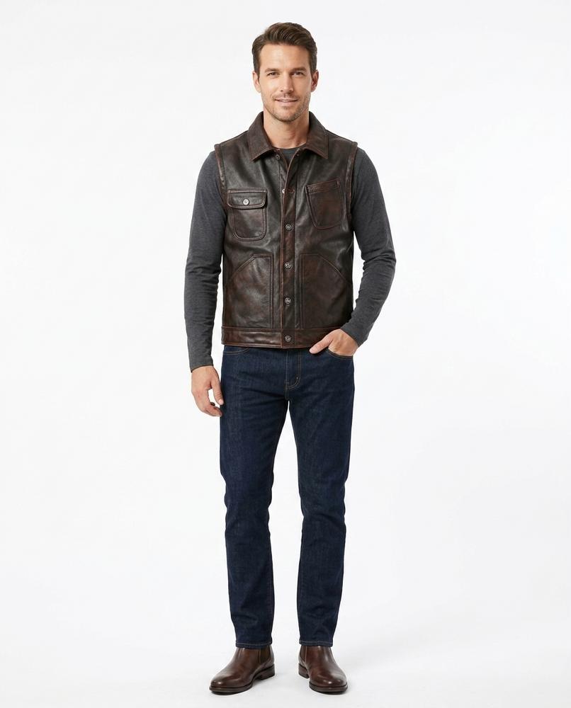 Nord Wear - Lufik | Leather Button-Front Vest Men