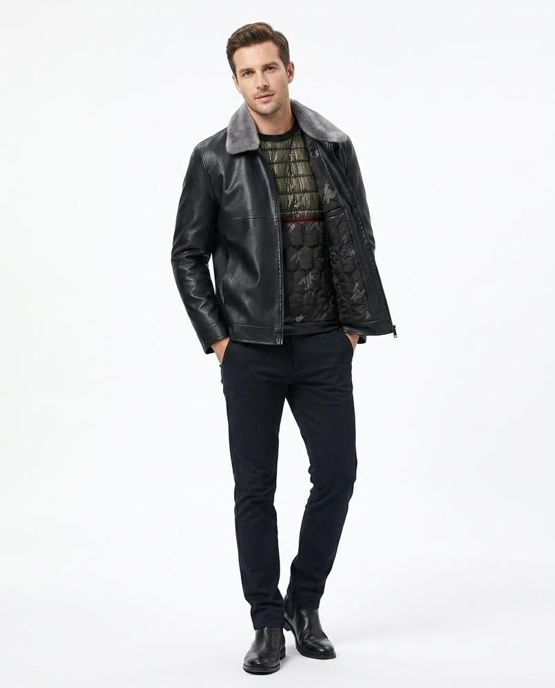 Nord Wear - Luvok | Leather Fur-Collar Jacket Men