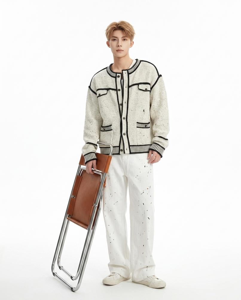Nord Wear - Nekid | Textured Contrast-Trim Knit Cardigan Men