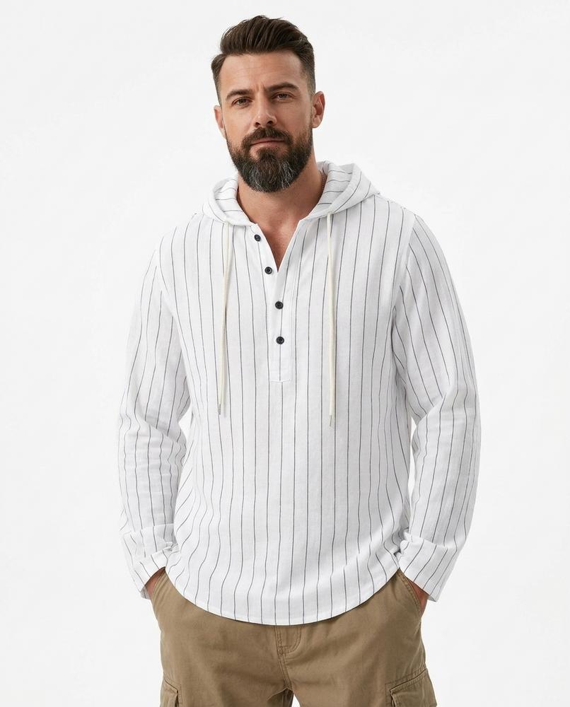Nord Wear - Nebar | Striped Linen Hoodie Men