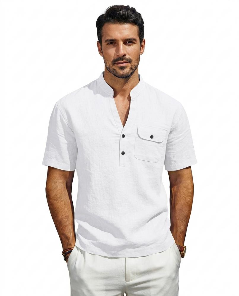 Nord Wear - Civum | Linen Band Collar Shirt Men