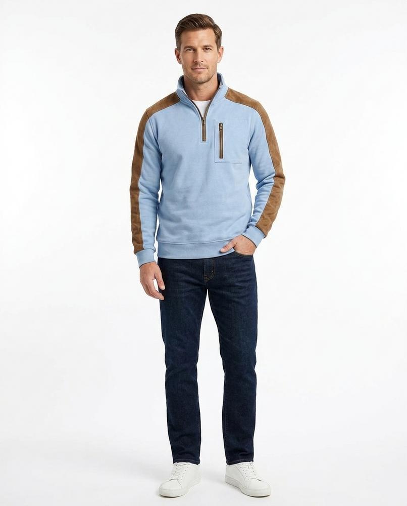 Nord Wear - Vutit | Suede-Paneled Quarter-Zip Sweatshirt Men