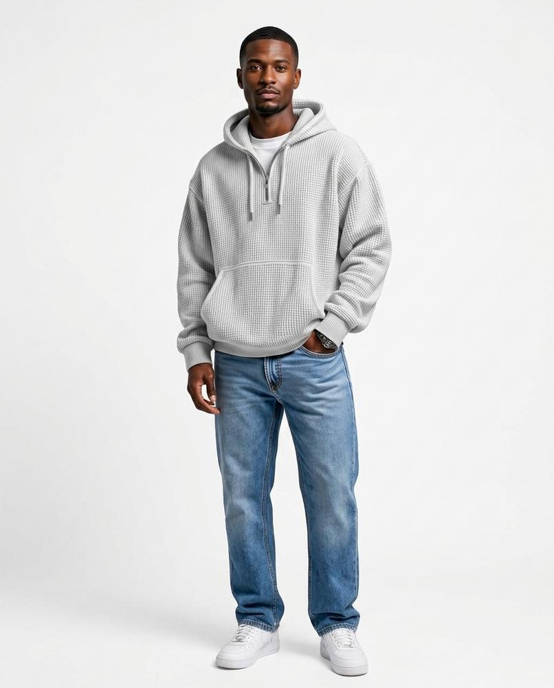 Nord Wear - Nuhas | Waffle-Knit Quarter-Zip Hoodie Men