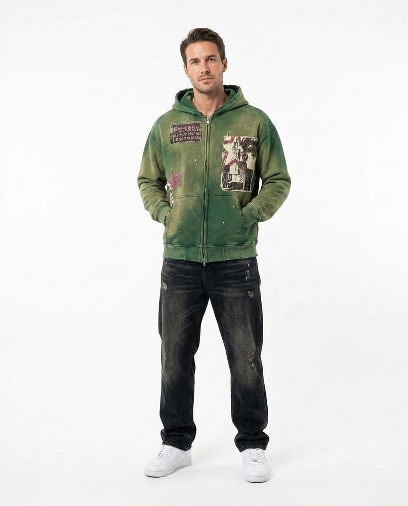 Nord Wear - Yures | Washed-Out Patched Hoodie Men