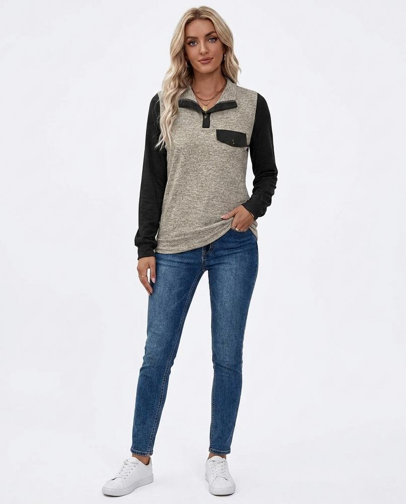 Nord Wear - Torek | Color-Block Polo Collar Sweatshirt Women