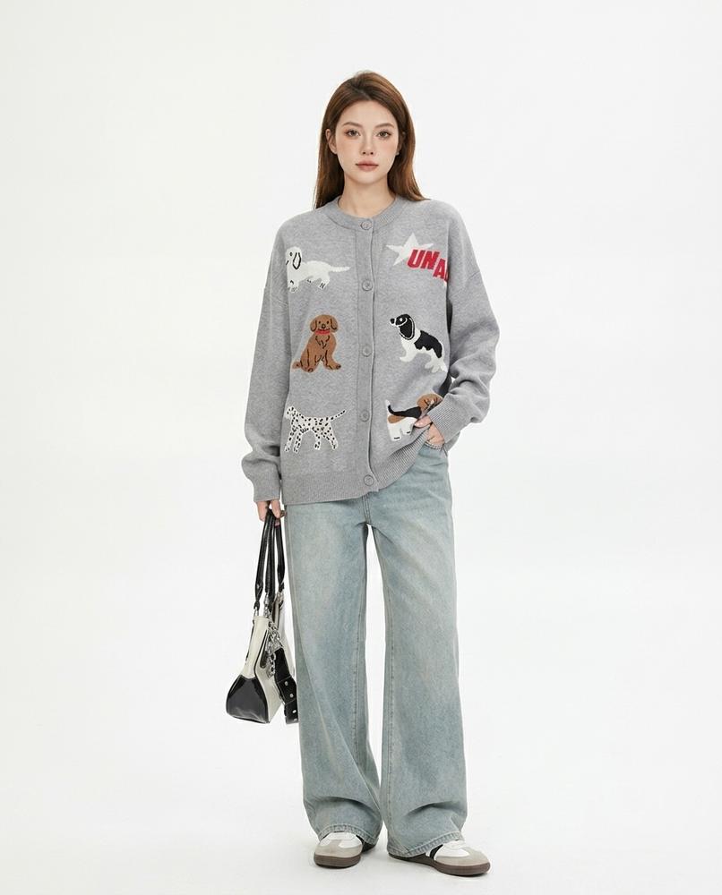 Nord Wear - Lawen | Dog Print Button-Up Knit Cardigan Women