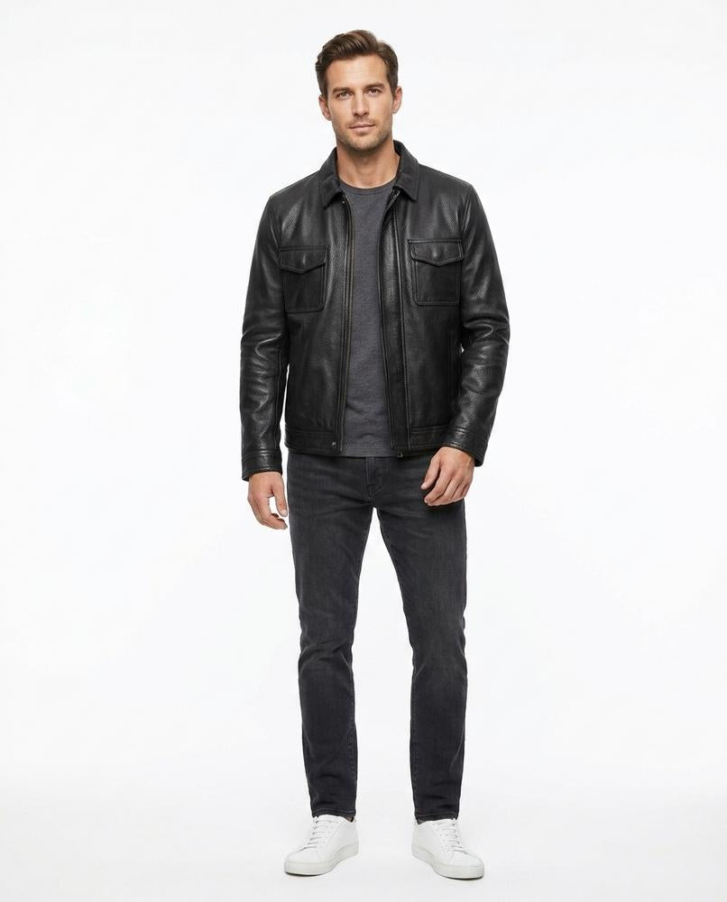 Nord Wear - Calal | Grained Zip-Up Leather Jacket Men