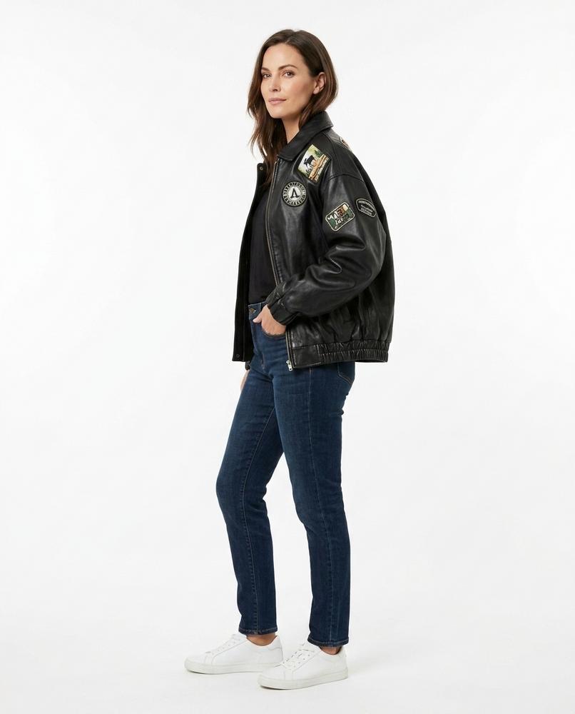 Nord Wear - Cagim | Patched Relaxed-Fit Leather Jacket Women