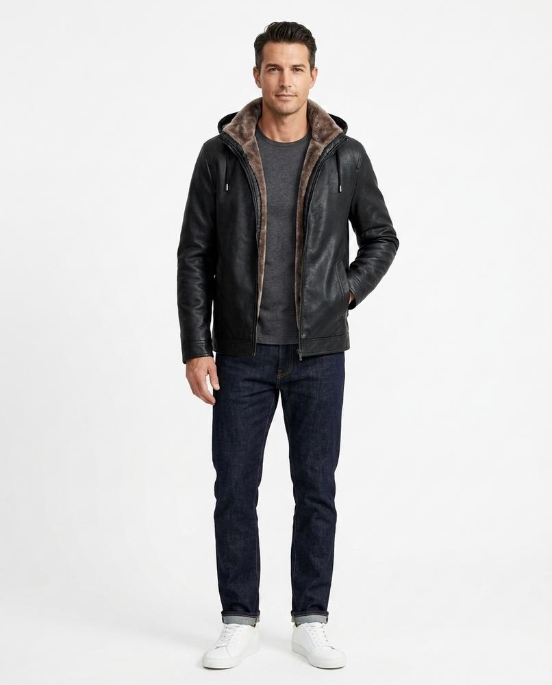 Nord Wear - Yufim | Hooded Lined Leather Jacket Men