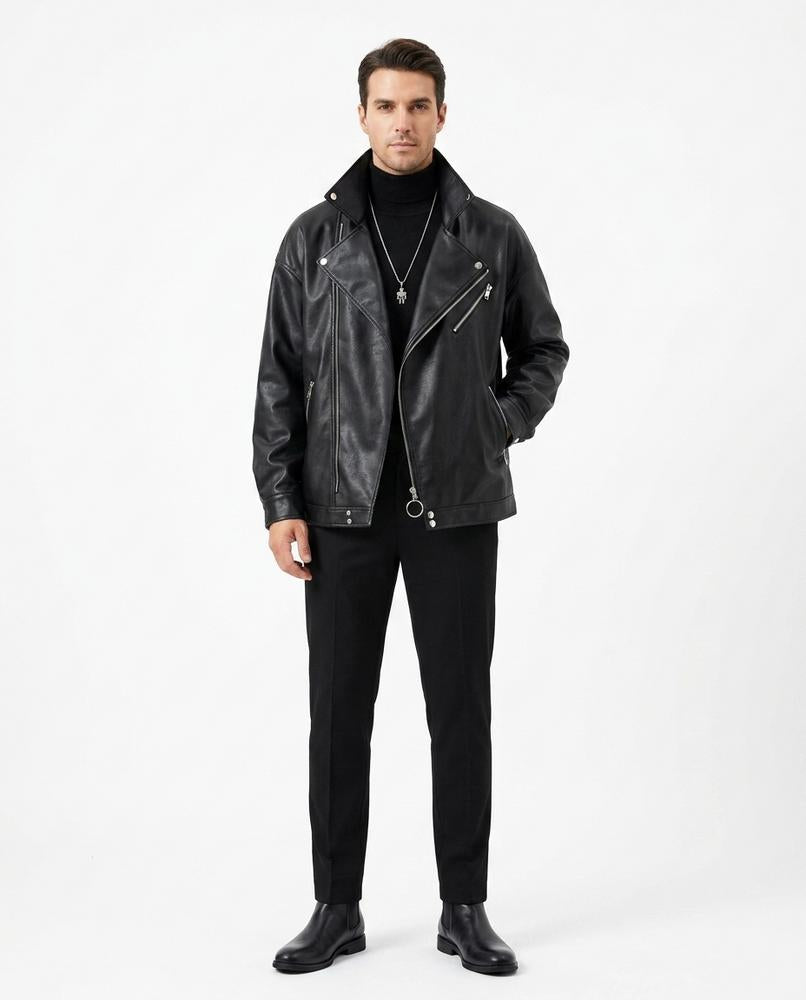 Nord Wear - Kakik | Loose-Fit Asymmetrical Leather Jacket Men
