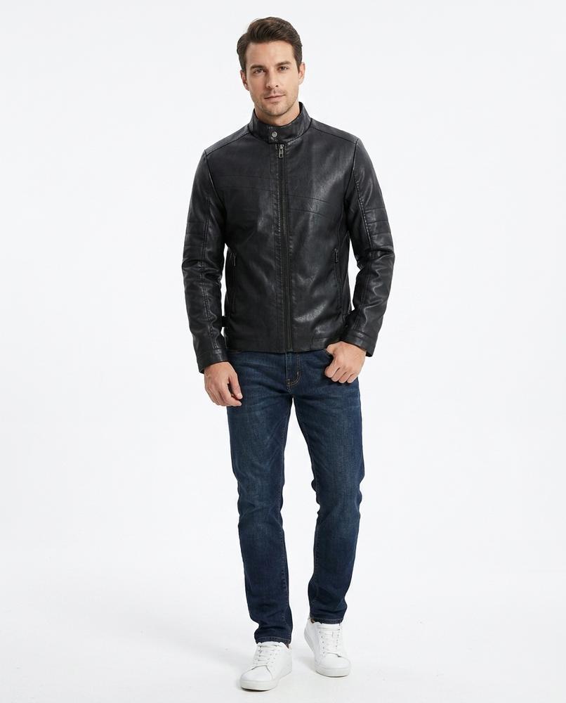 Nord Wear - Dodin | Zip-Up Stand-Collar Leather Jacket Men