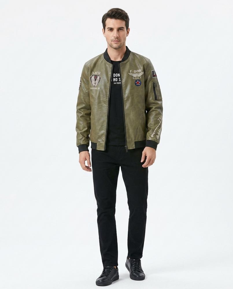 Nord Wear - Vaved | Embroidered Bomber-Style Leather Jacket Men