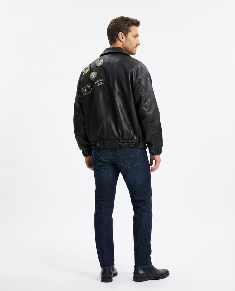 Nord Wear - Vozul | Patched Loose-Fit Leather Jacket Men