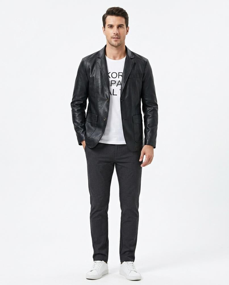 Nord Wear - Ribon | Faux-Leather Single-Breasted Blazer Men