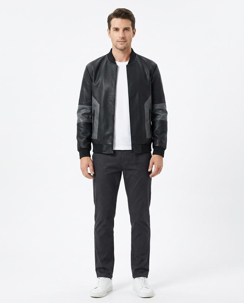 Nord Wear - Nulid | Color-Blocked Zip-Up Leather Jacket Men