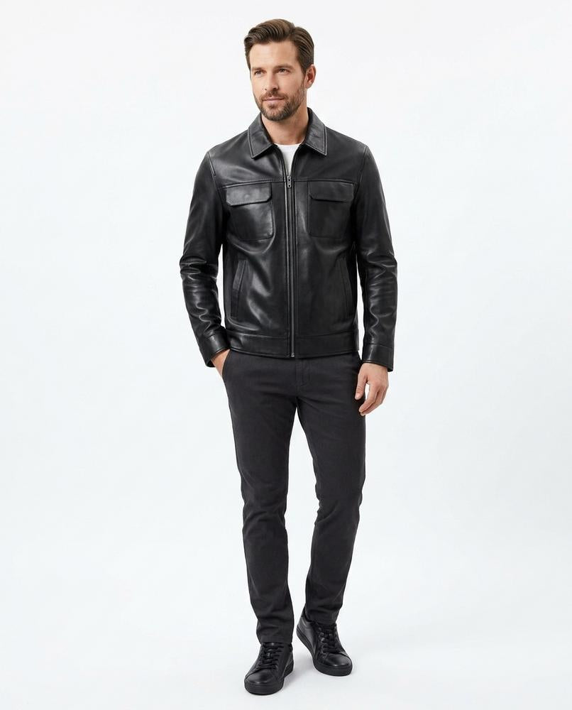 Nord Wear - Limon | Zip-Up Collared Leather Jacket Men