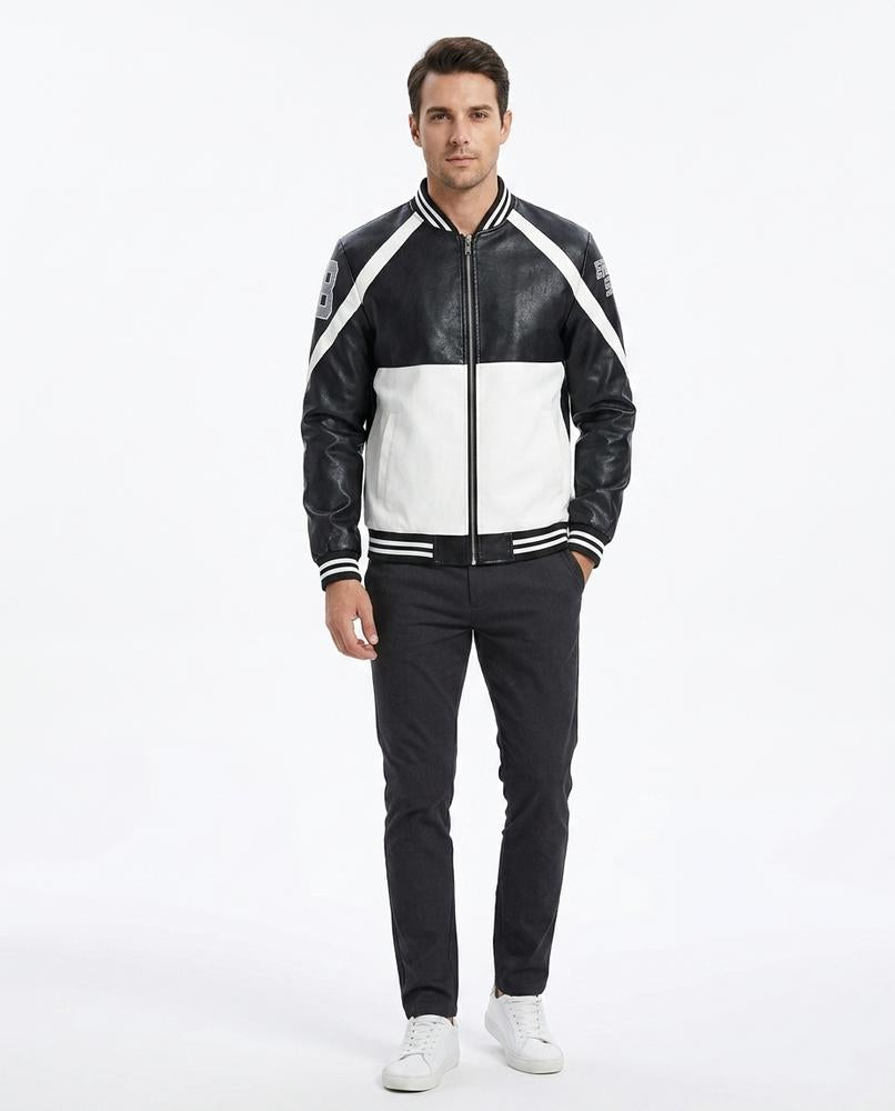 Nord Wear - Vikok | Color-Block Zip-Up Leather Jacket Men