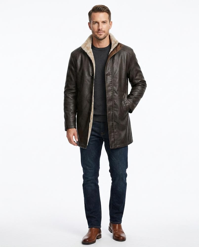 Nord Wear - Zogek | Fleece-Lined Faux-Leather Coat Men