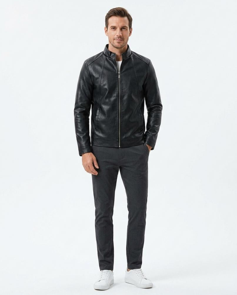 Nord Wear - Vidak | Zip-Up Stand-Collar Leather Jacket Men