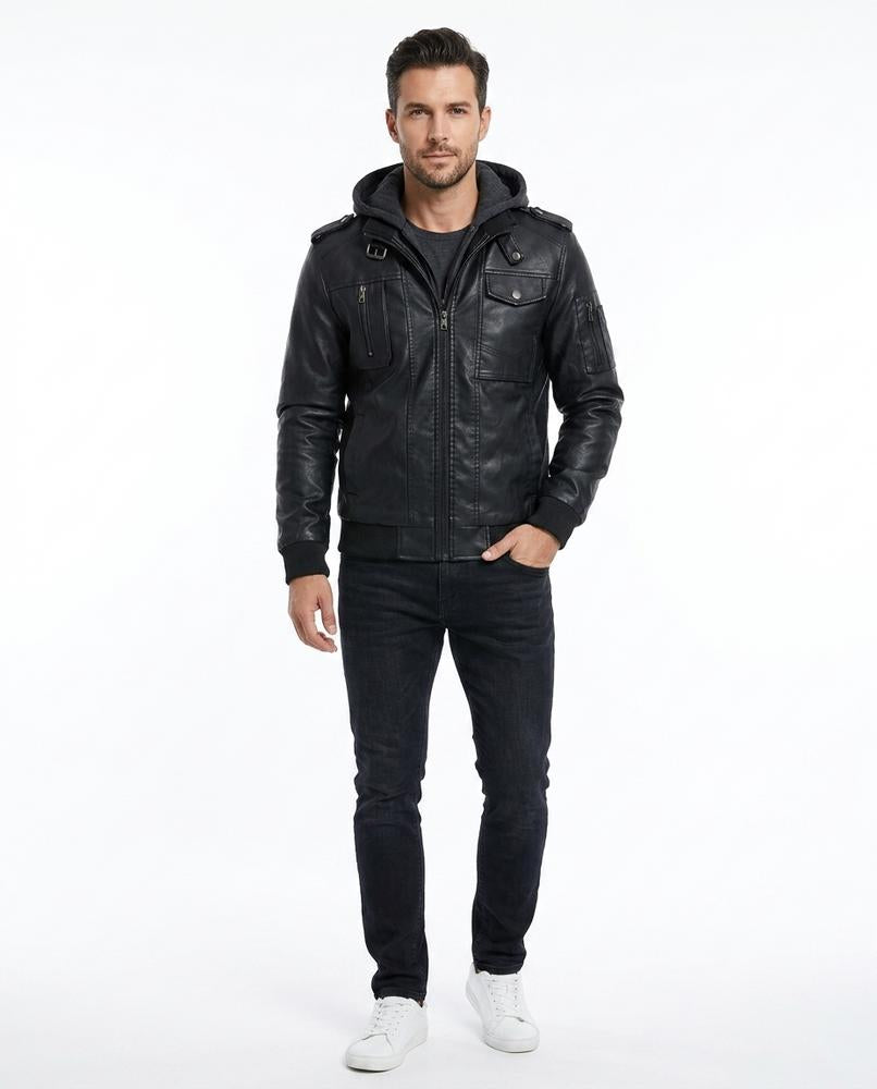 Nord Wear - Aawud | Hooded Lined Leather Jacket Men