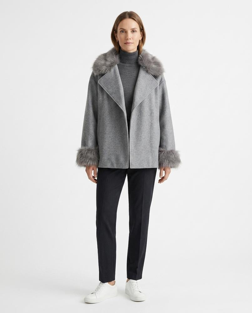 Nord Wear - Lihol | Fur-Trimmed Open-Front Coat Women