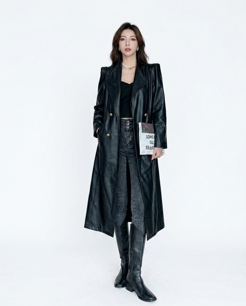 Nord Wear - Tetum | Double-Breasted Faux Leather Coat Women