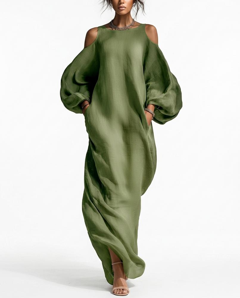 Nord Wear - Rupok | Cold-Shoulder Loose-Fit Maxi Dress Women