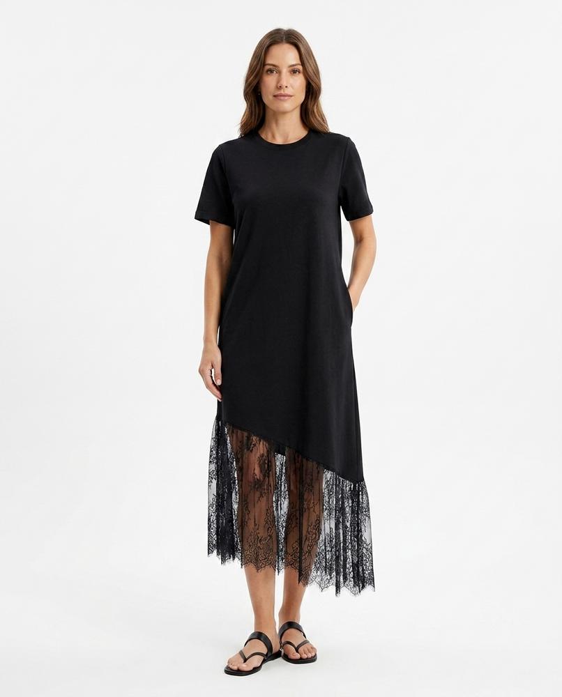 Nord Wear - Damud | Asymmetrical Lace-Trimmed Midi Dress Women
