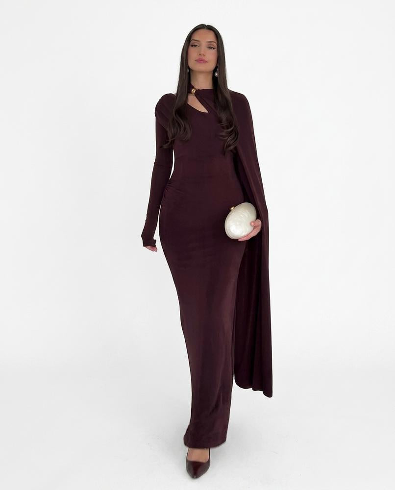 Nord Wear - Lafed | Asymmetrical Cape-Sleeve Maxi Dress Women