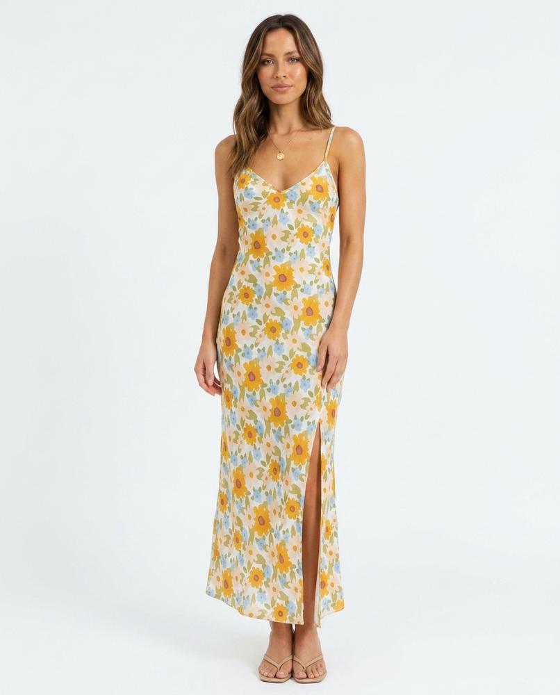 Nord Wear - Yokuv | Floral-Patterned Side-Slit Maxi Dress Women