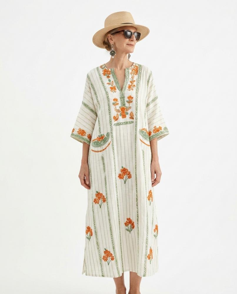 Nord Wear - Nunut | Embroidered Striped Maxi Dress Women