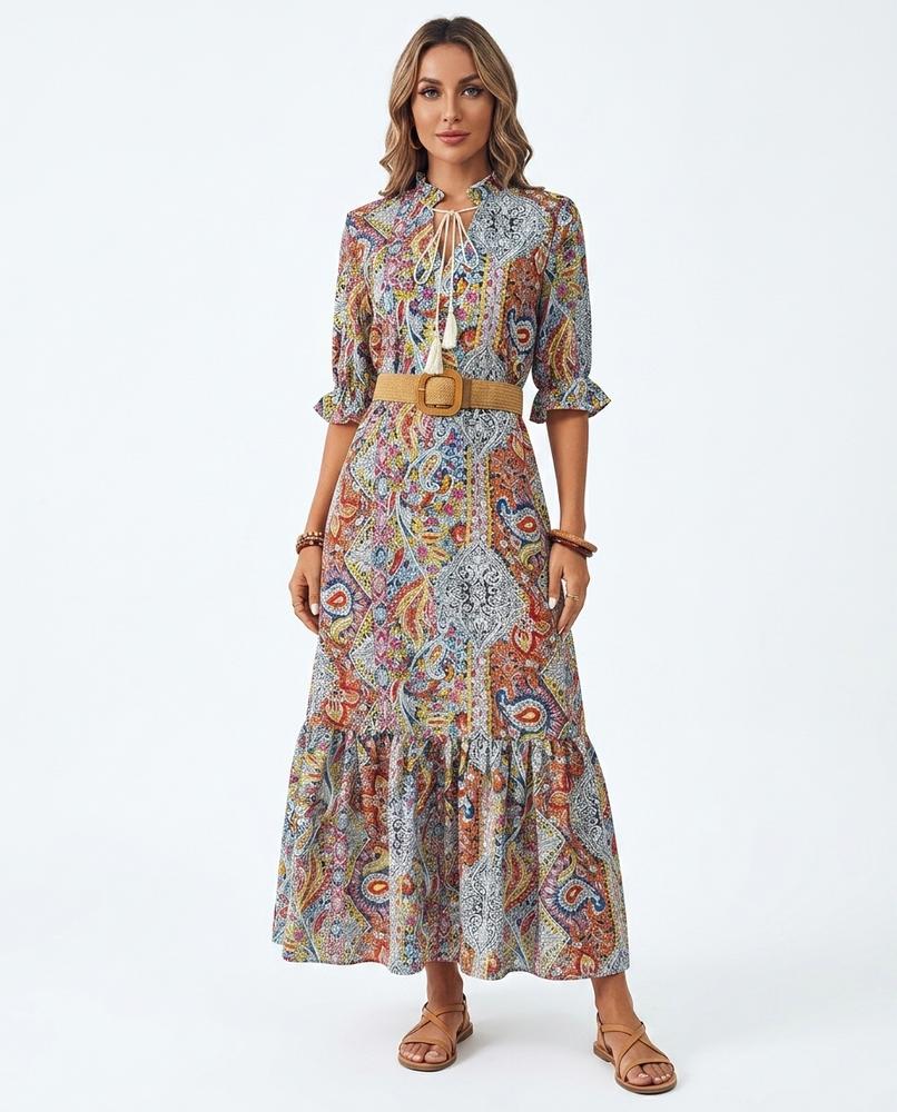 Nord Wear - Vipel | Paisley Tie-Neck Maxi Dress Women