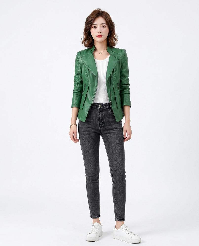 Nord Wear - Vevin | Asymmetrical Fitted Leather Jacket Women