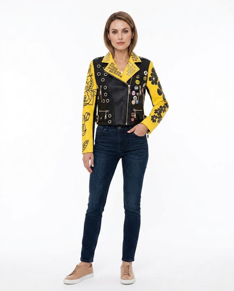 Nord Wear - Lesan | Studded Printed Leather Jacket Women