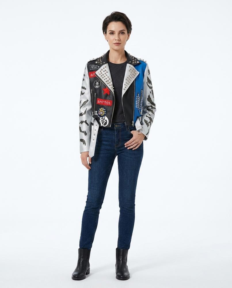 Nord Wear - Nivel | Studded Multi-Color Leather Jacket Women