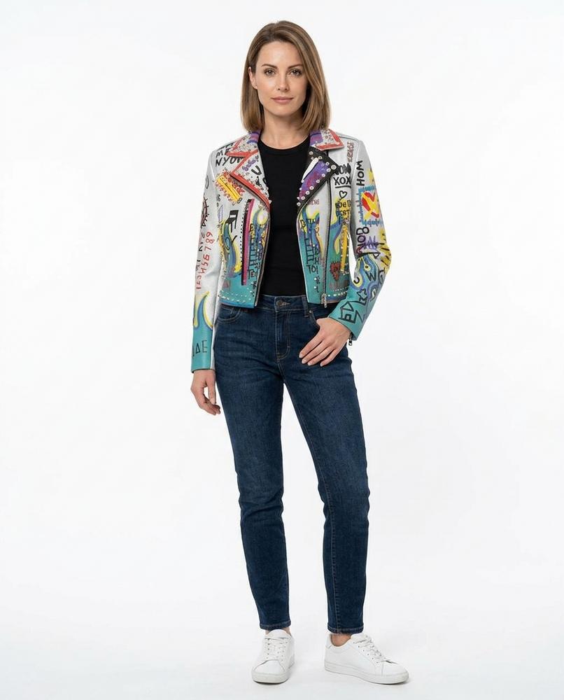 Nord Wear - Lylev | Printed Studded Leather Jacket Women
