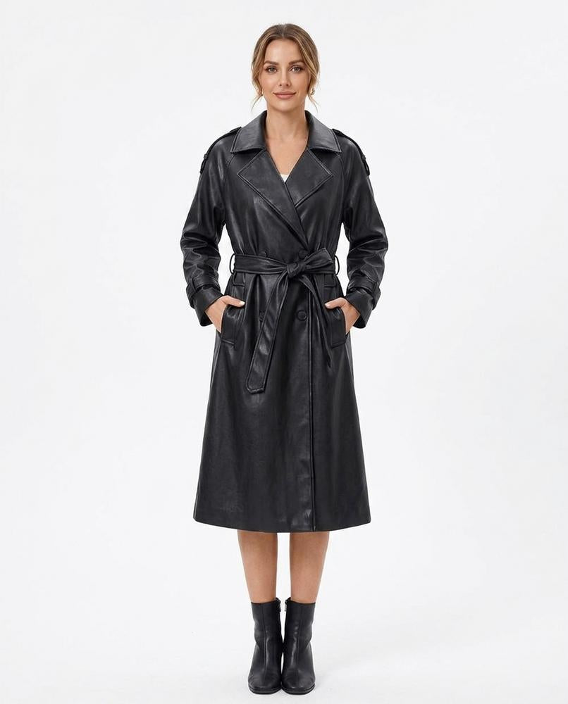 Nord Wear - Nihal | Faux-Leather Belted Coat Women