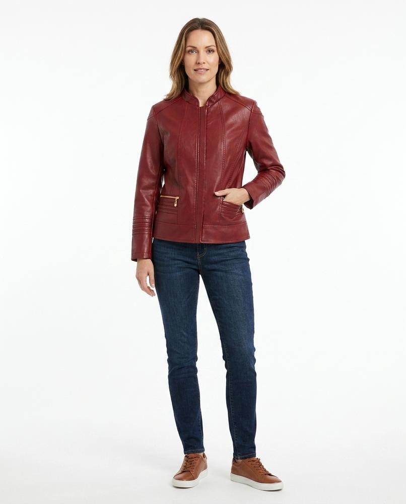 Nord Wear - Vezan | Zip-Up Stand-Collar Leather Jacket Women