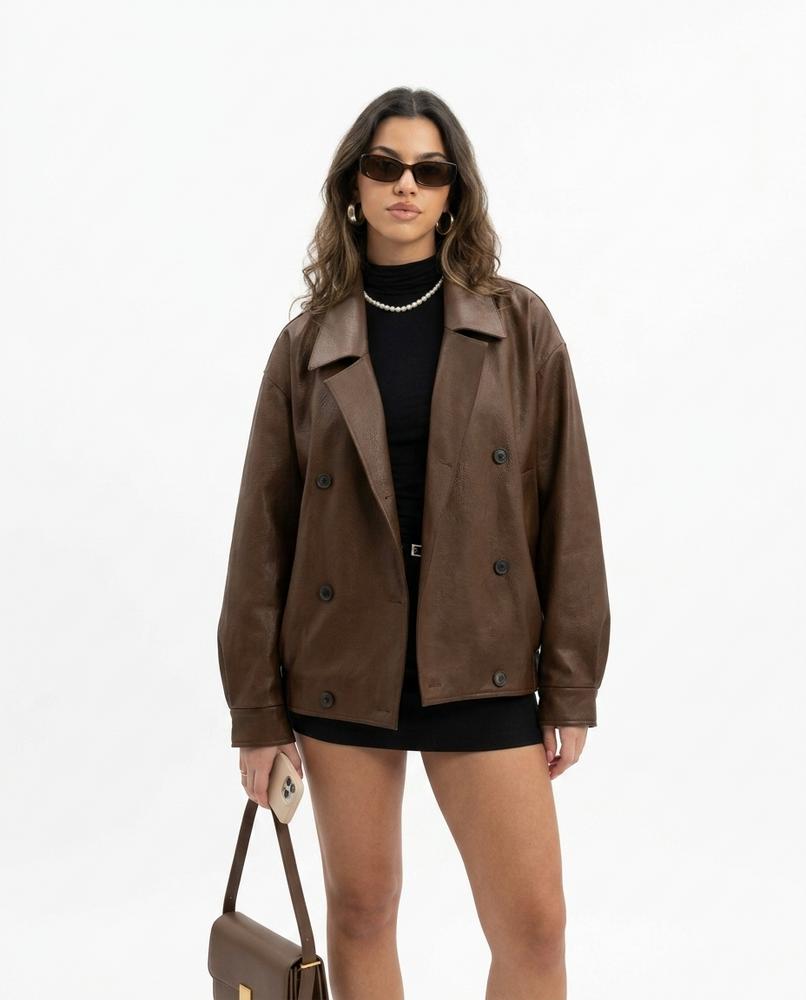 Nord Wear - Miser | Oversized Double-Breasted Leather Jacket Women