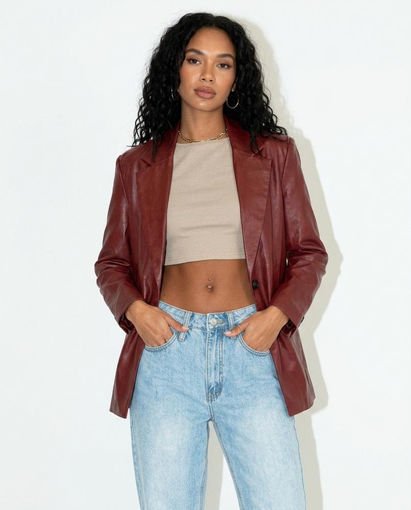 Nord Wear - Mamir | Faux Leather Single-Breasted Blazer Women