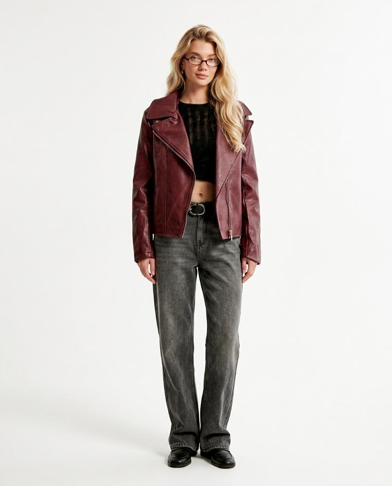 Nord Wear - Ellan | Asymmetrical Faux Leather Leather Jacket Women